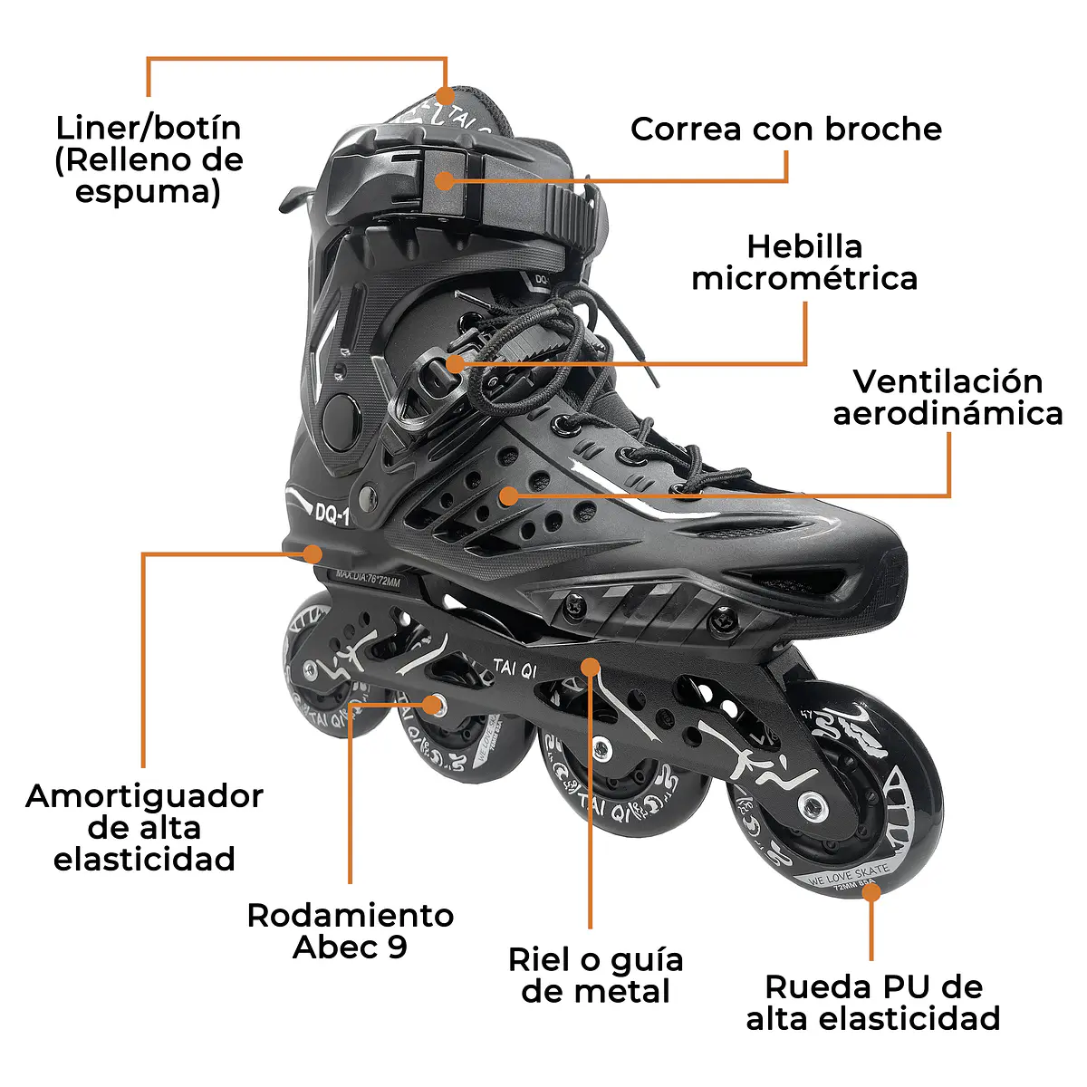 Patines En Linea Ajustables Roller Profesionales Adulto