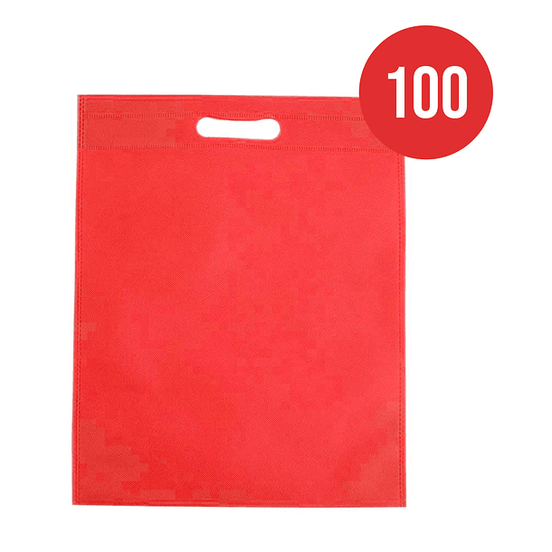 100 Bolsas Tnt de Genero 31x25 Reciclable Rojo 40Grs