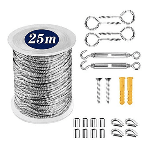 Cable De Guia Luz Cuerda Alambre De Acero Inoxidable 25 Mtrs