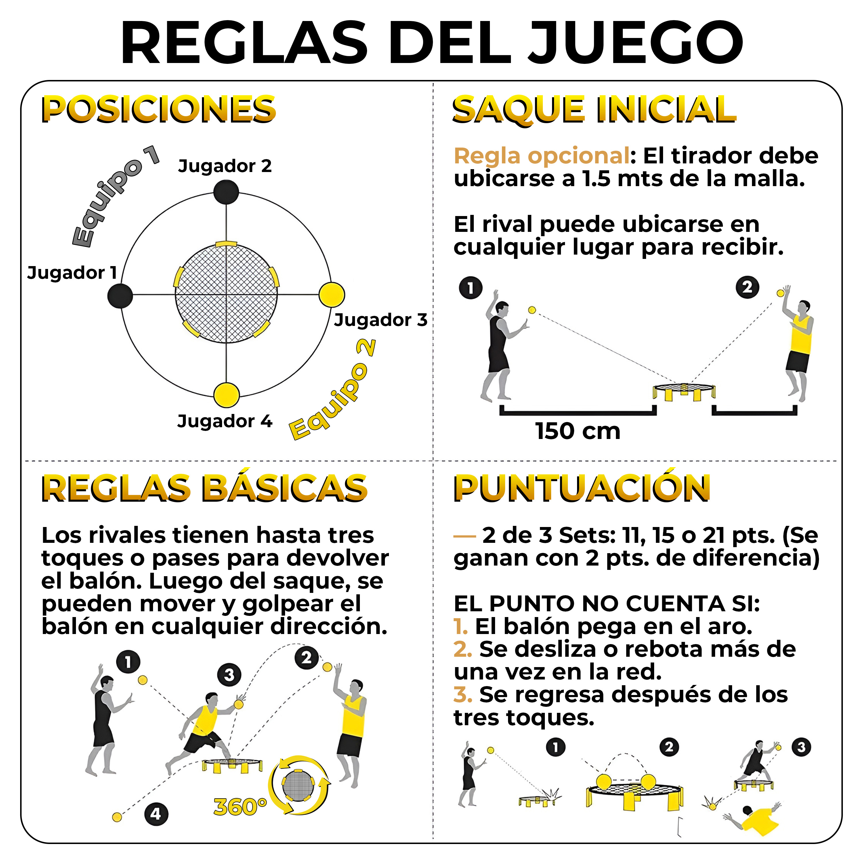 Voleibol Mini Juego De Playa Patio Trasero Spikeball Pelotas 4