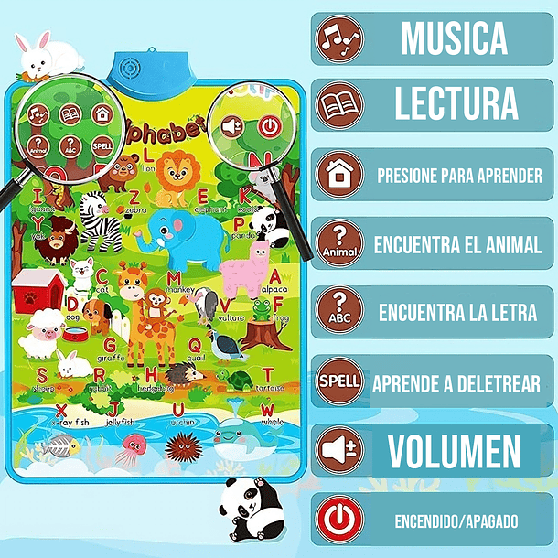 Tabla Interactiva De Aprendizaje Infantil Animales Abc Niños 3