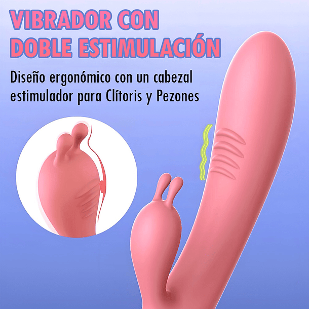 Vibrador Consolador Dual Dildo Conejo Punto G Recargable Usb 3