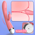 Vibrador Consolador Dual Dildo Conejo Punto G Recargable Usb 4