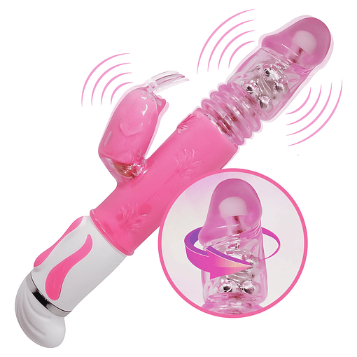 Vibrador Consolador Rotador 2 En 1 Dildo Conejo Punto G 30cm