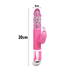 Vibrador Consolador Rotador 2 En 1 Dildo Conejo Punto G 30cm 2