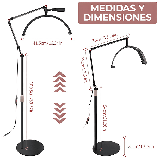 Lampara para Pestañas Cejas Led Media Luna Estética Flexible 3