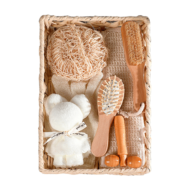 Set De Ducha Baño Cepillos Esponja Sisal Toalla Guante Spa 1