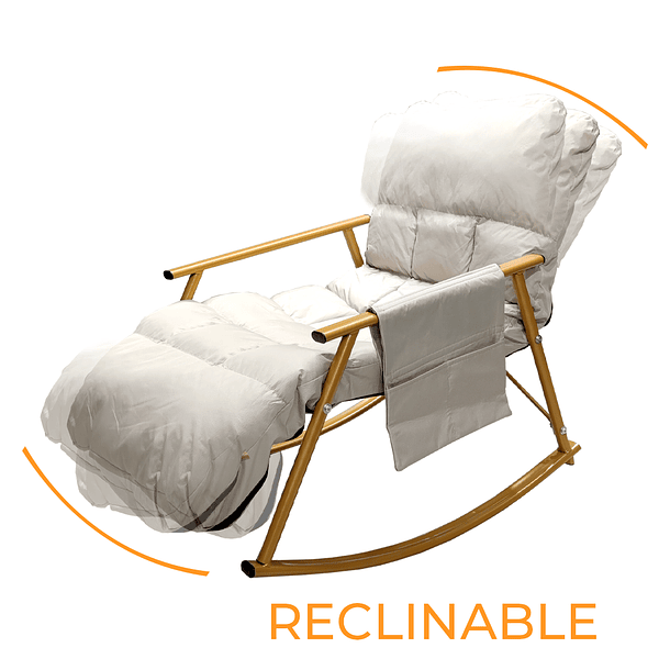 Silla Mecedora Reclinable Acolchada de Angulo Ajustable 3