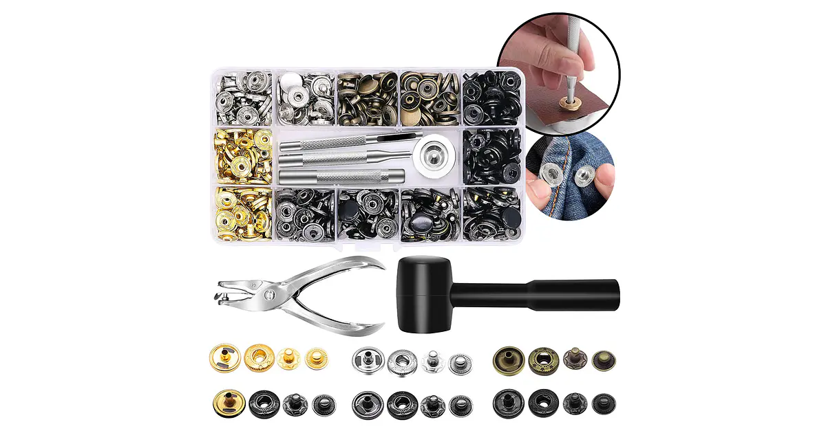 Kit Juego De 120 Broches Metálicos Botón A Presión Para Ropa