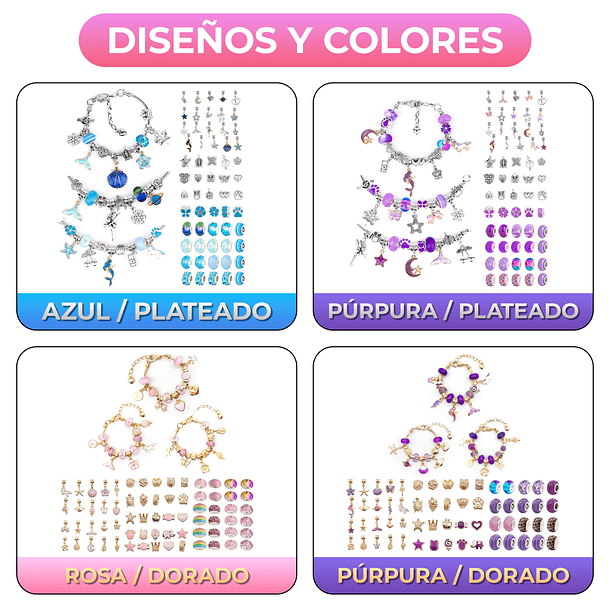 Juego De Charms Para Hacer Pulseras 63 Pcs Joyería Diy Niñas 2