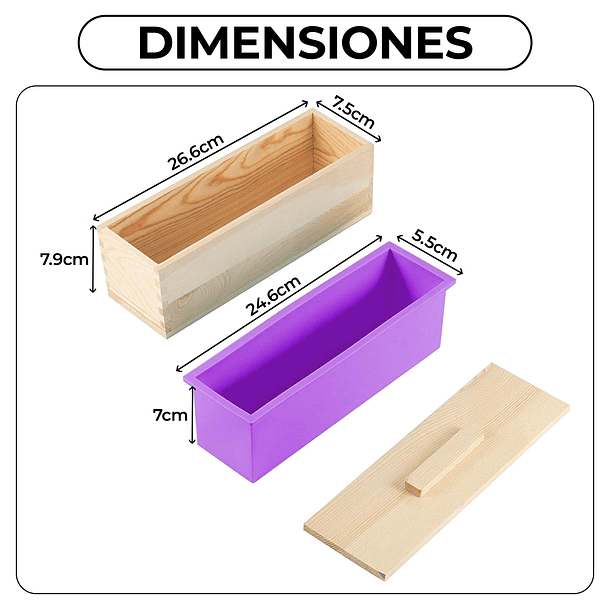 Molde Rectangular Para Jabón De Silicona Caja Madera 1 Kilo 2