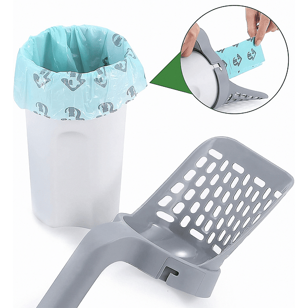 Pala Recoge Feca Para Gatos Con Contenedor Y Dispensador 4