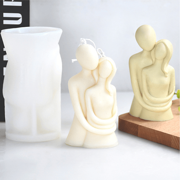 Molde De Silicona Para Velas Y Jabones Pareja Abrazada 3d 3