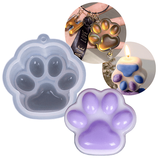 Molde Silicona Patita Gato Perro Llavero Diy Resina Epóxica Mini Vela