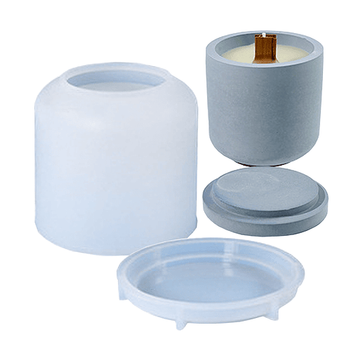 Molde De Silicona Frasco Contenedor Para Velas Con Tapa Resina