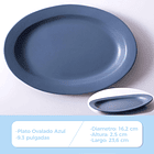 Plato Ovalado Bandeja De Cerámica Azul 23.6x16.2cm  2