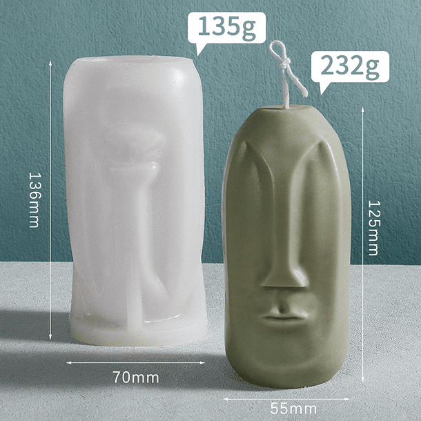 Molde Silicona Para Velas Cabezas De Moai Alargada 2