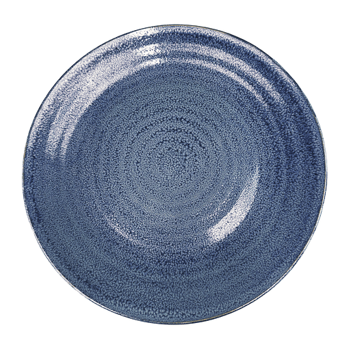 Plato Llano De Fondo Cerámica Azul Con Círculos 21.7cm 