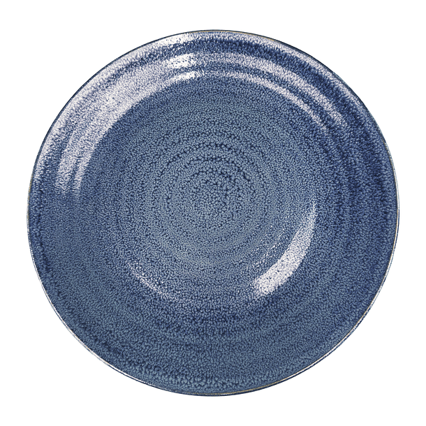 Plato Llano De Fondo Cerámica Azul Con Círculos 21.7cm  1