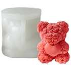 Molde De Silicona Para Velas Y Jabones Osito De Rosas 9cm 1