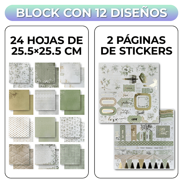 Paper Pad Papel Scrapbooking 24 Hojas 12 Diseños 25.5x25.5cm 14