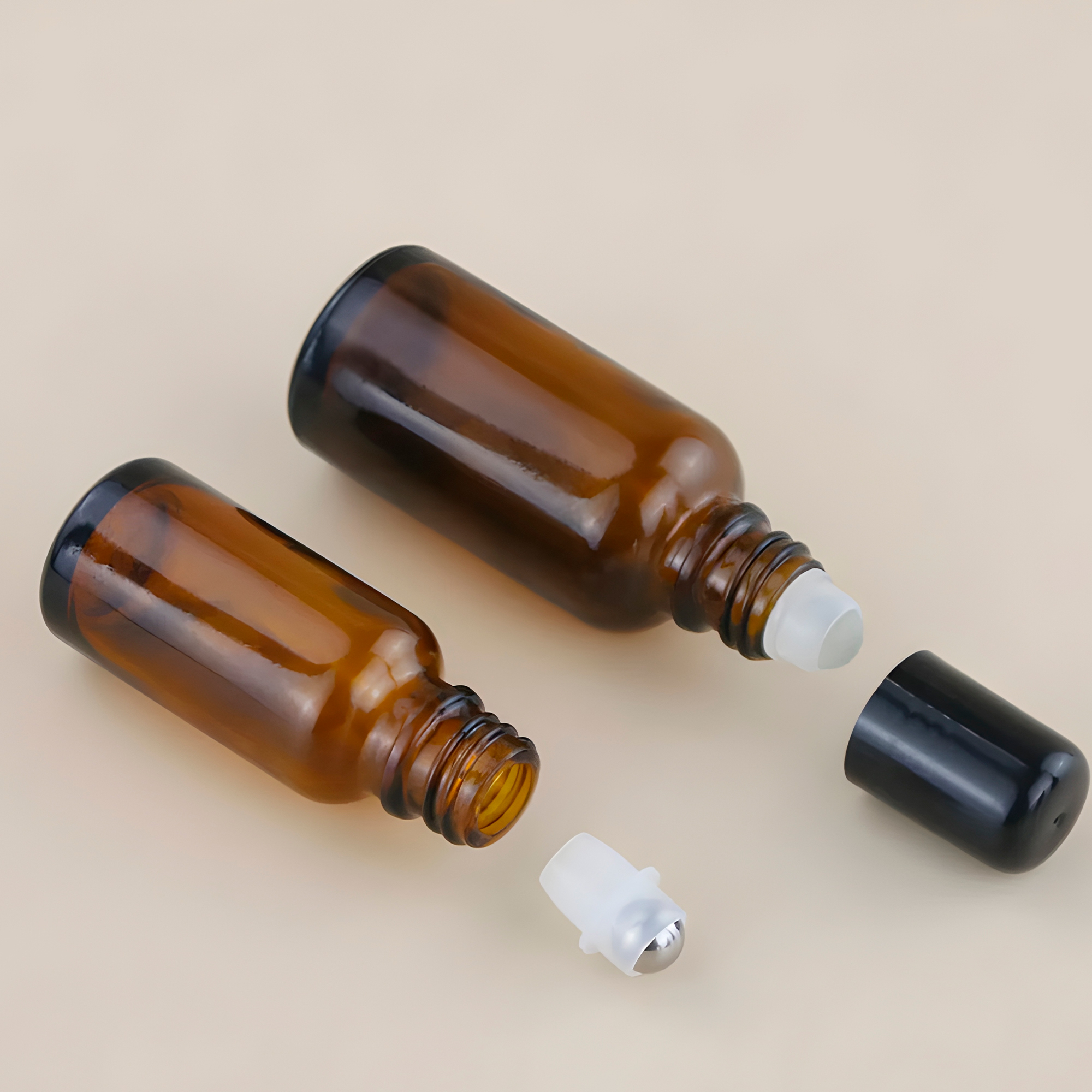 Roll On Frasco de Vidrio Contenedor Líquido Aceite Esencial Serum Tapa Negra 10 ML 7