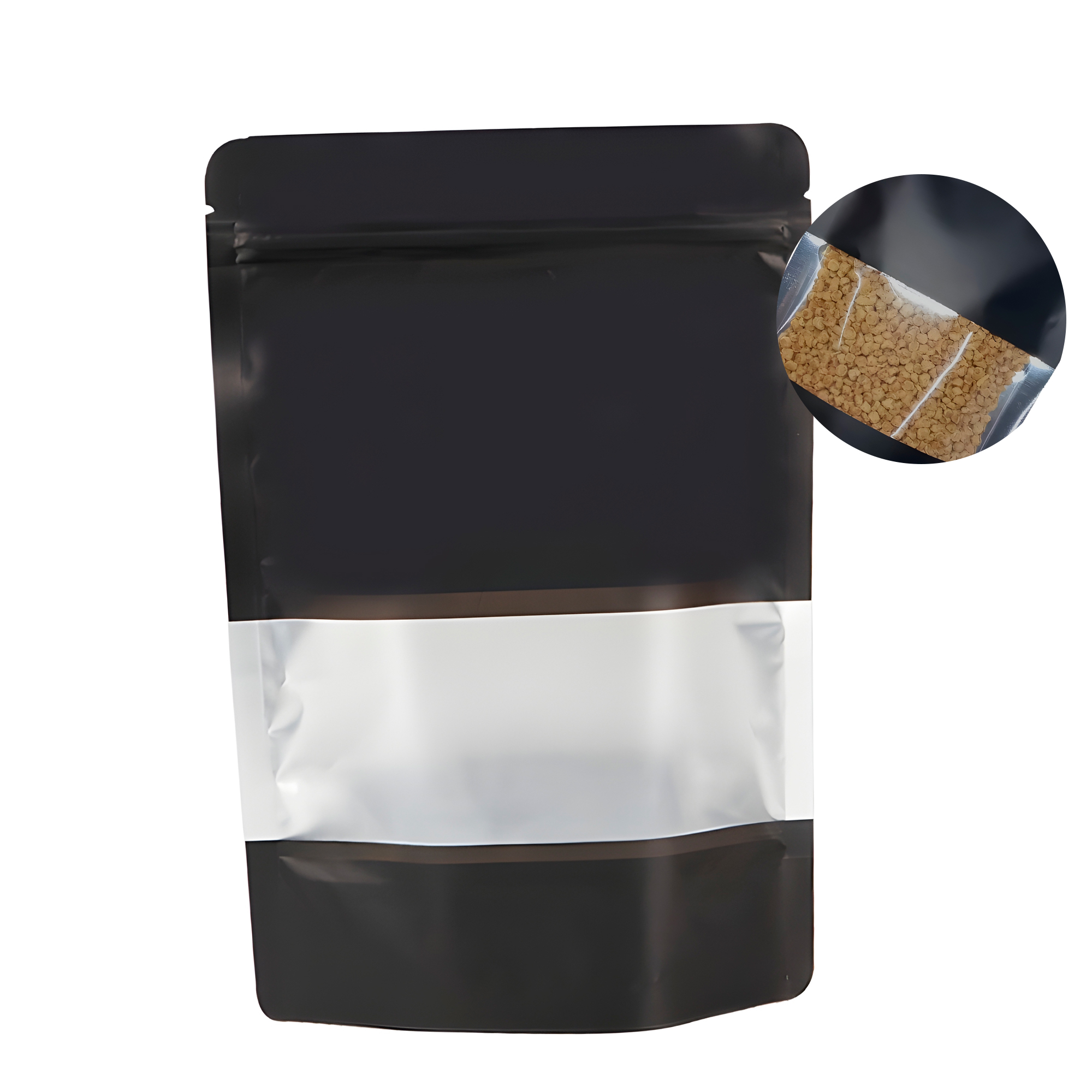 Bolsas DoyPack Aluminio Negra Hermético Visor 12X20X8CM 1