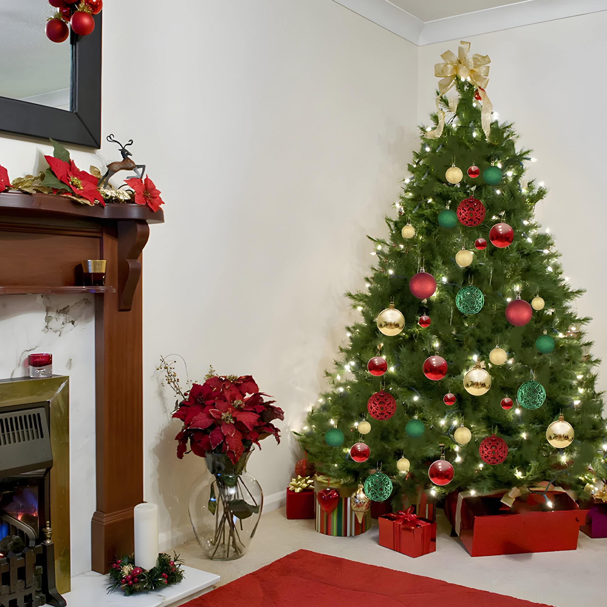 100 Chiches Bolas Esferas De Decoración Navideña Adorno Tricolor Brillos 7