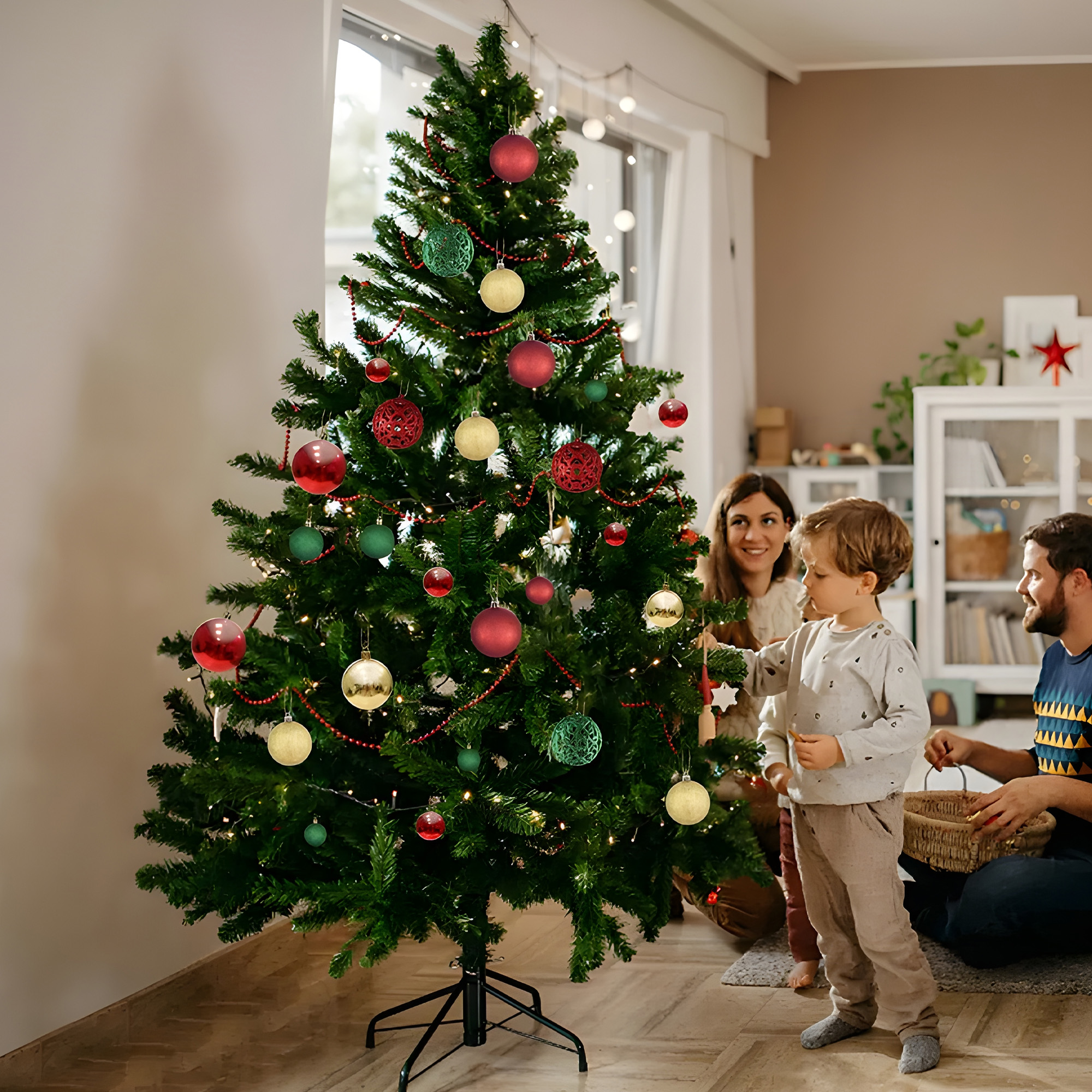 100 Chiches Bolas Esferas De Decoración Navideña Adorno Tricolor Brillos 8