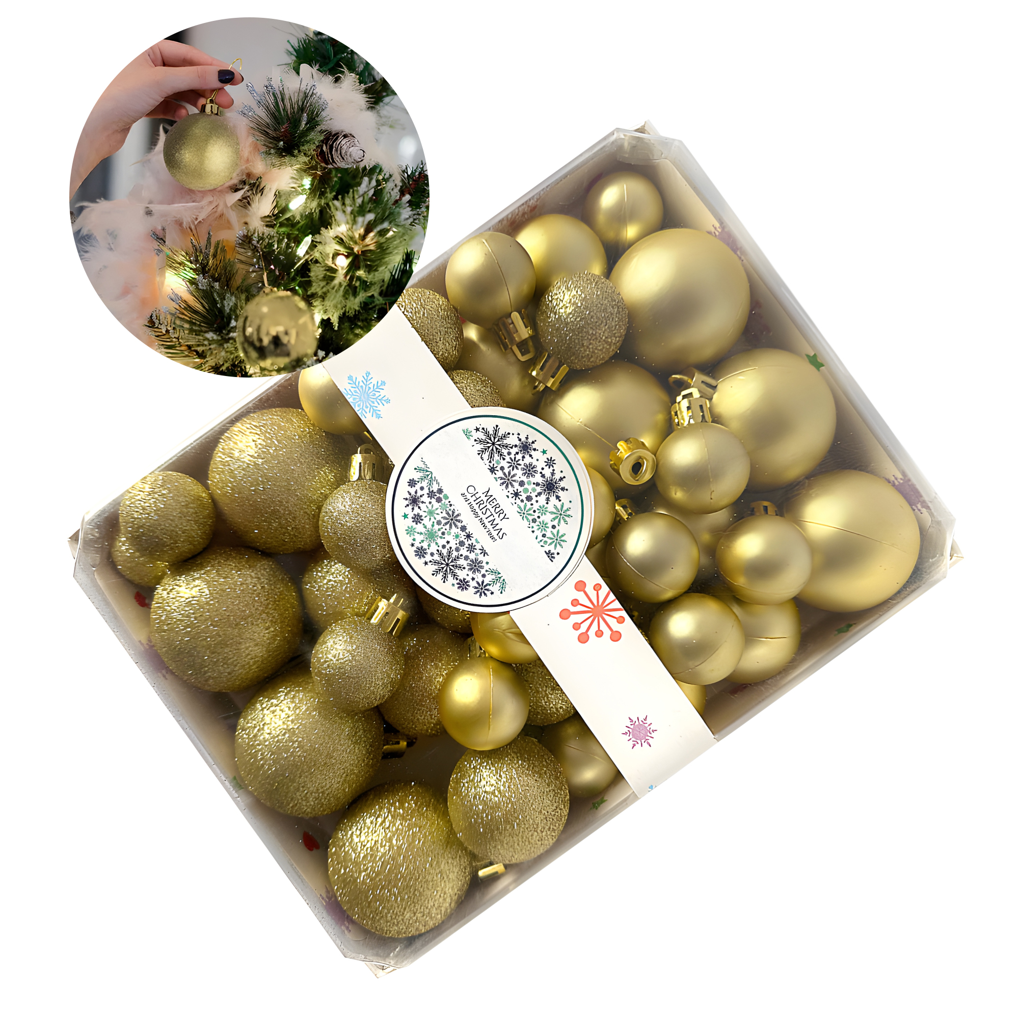 42 Chiches Bolas Esferas de Navidad 3,4,5 cm Pack Adorno y Decoración Para Árbol 2