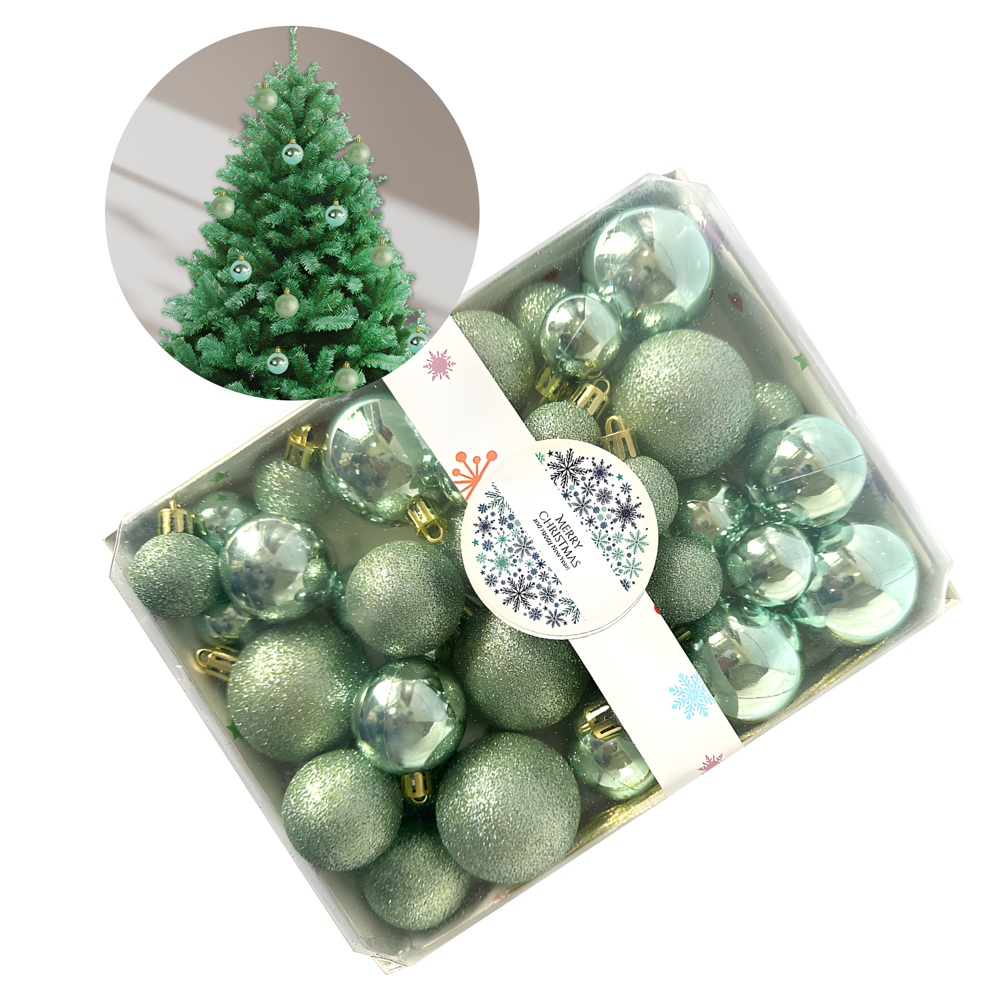 42 Chiches Bolas Esferas de Navidad 3,4,5 cm Pack Adorno y Decoración Para Árbol 10