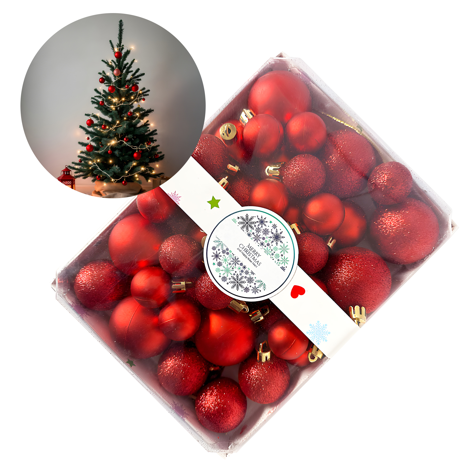 42 Chiches Bolas Esferas de Navidad 3,4,5 cm Pack Adorno y Decoración Para Árbol 14