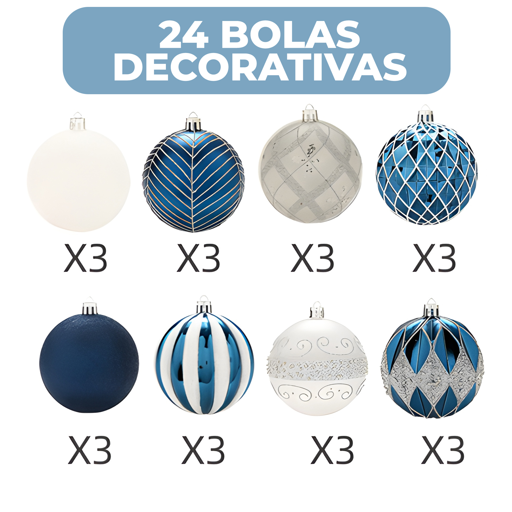 24 Chiches Bolas Esferas De Navidad 6 cm Pack Colores Decorar Árbol Navidad 8