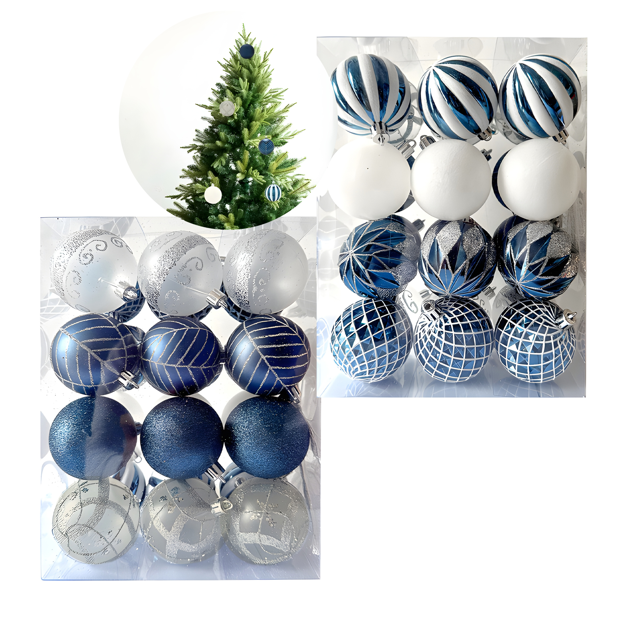 24 Chiches Bolas Esferas De Navidad 6 cm Pack Colores Decorar Árbol Navidad 2