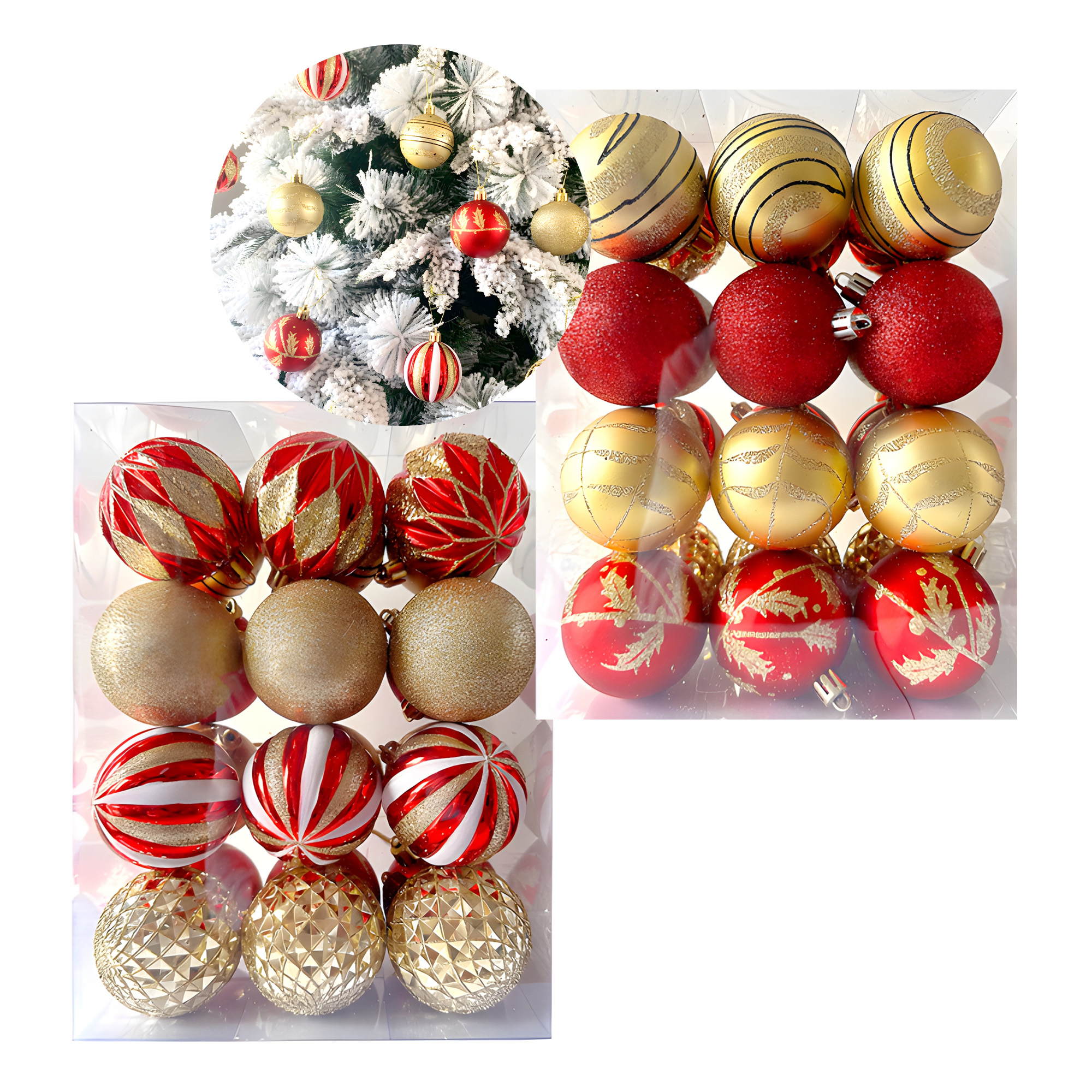 24 Chiches Bolas Esferas De Navidad 6 cm Pack Colores Decorar Árbol Navidad 4