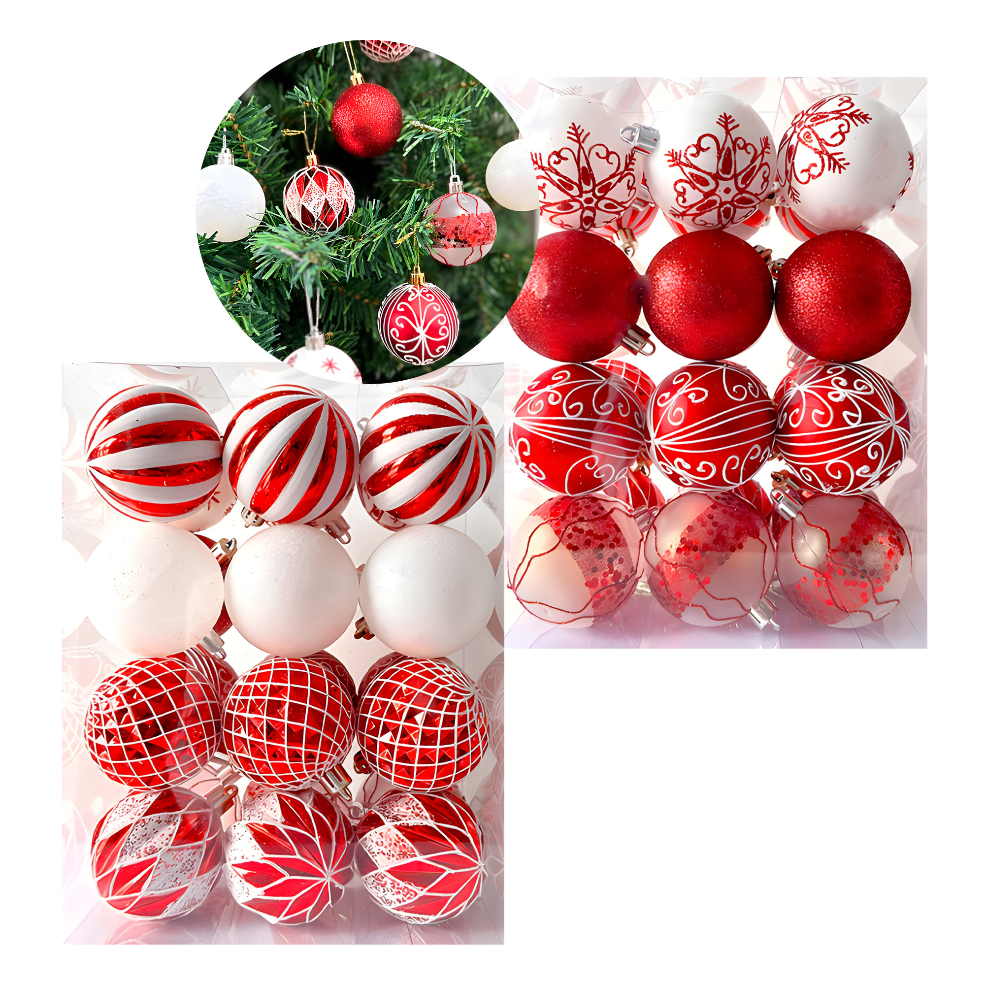24 Chiches Bolas Esferas De Navidad 6 cm Pack Colores Decorar Árbol Navidad 5