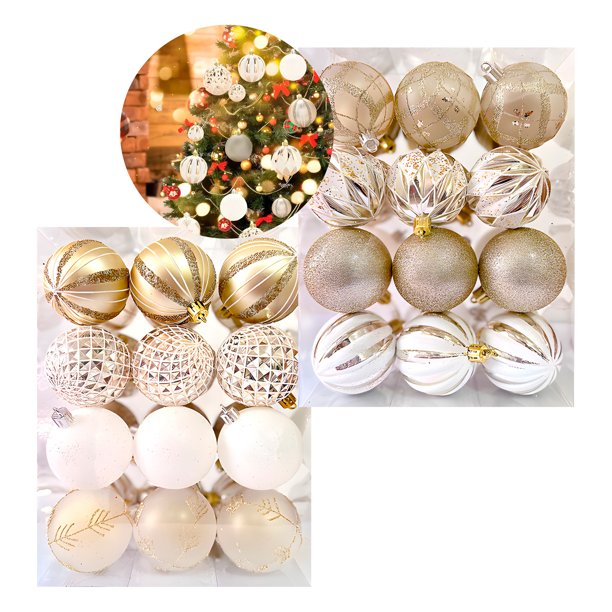 24 Chiches Bolas Esferas De Navidad 6 cm Pack Colores Decorar Árbol Navidad 7