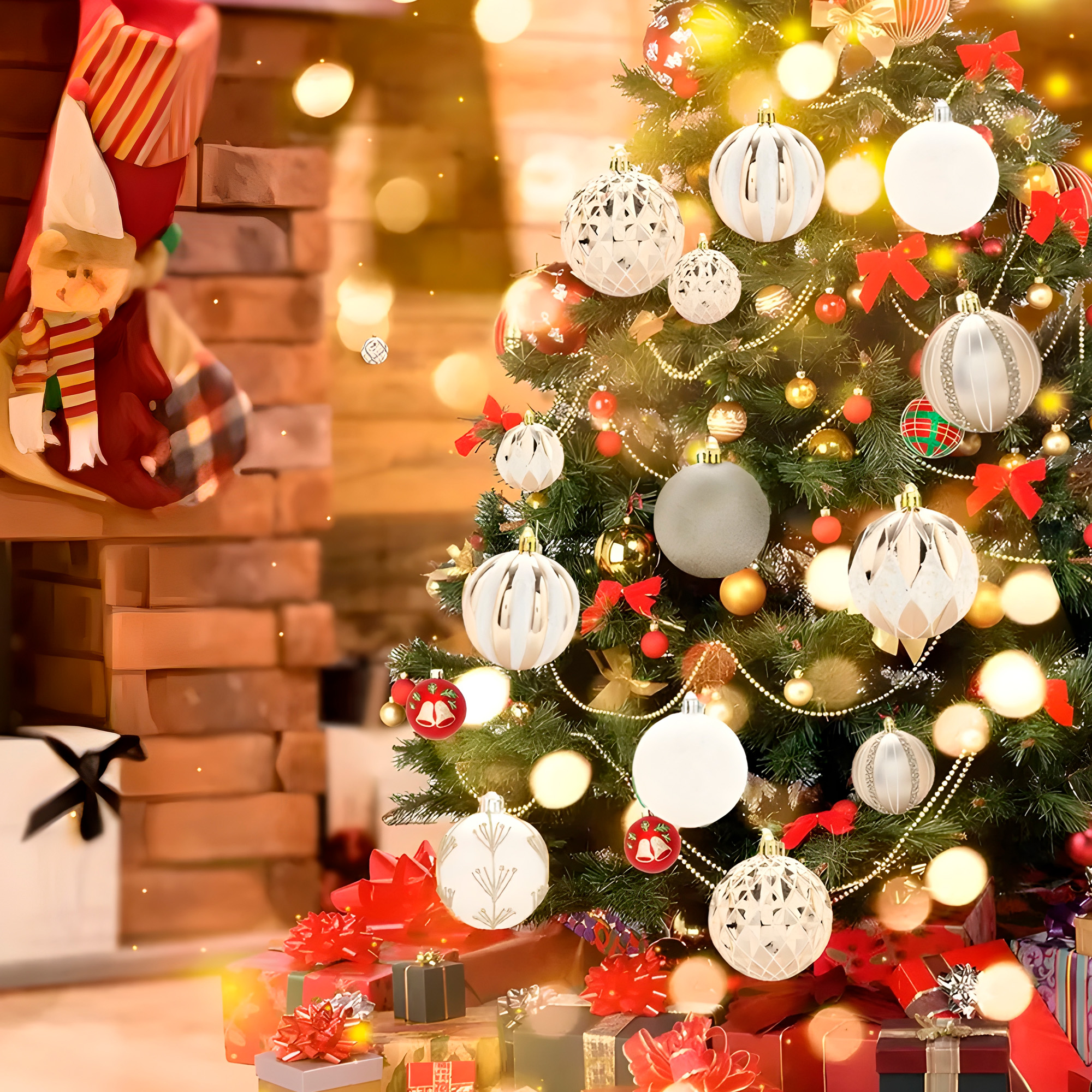 24 Chiches Bolas Esferas De Navidad 6 cm Pack Colores Decorar Árbol Navidad 19