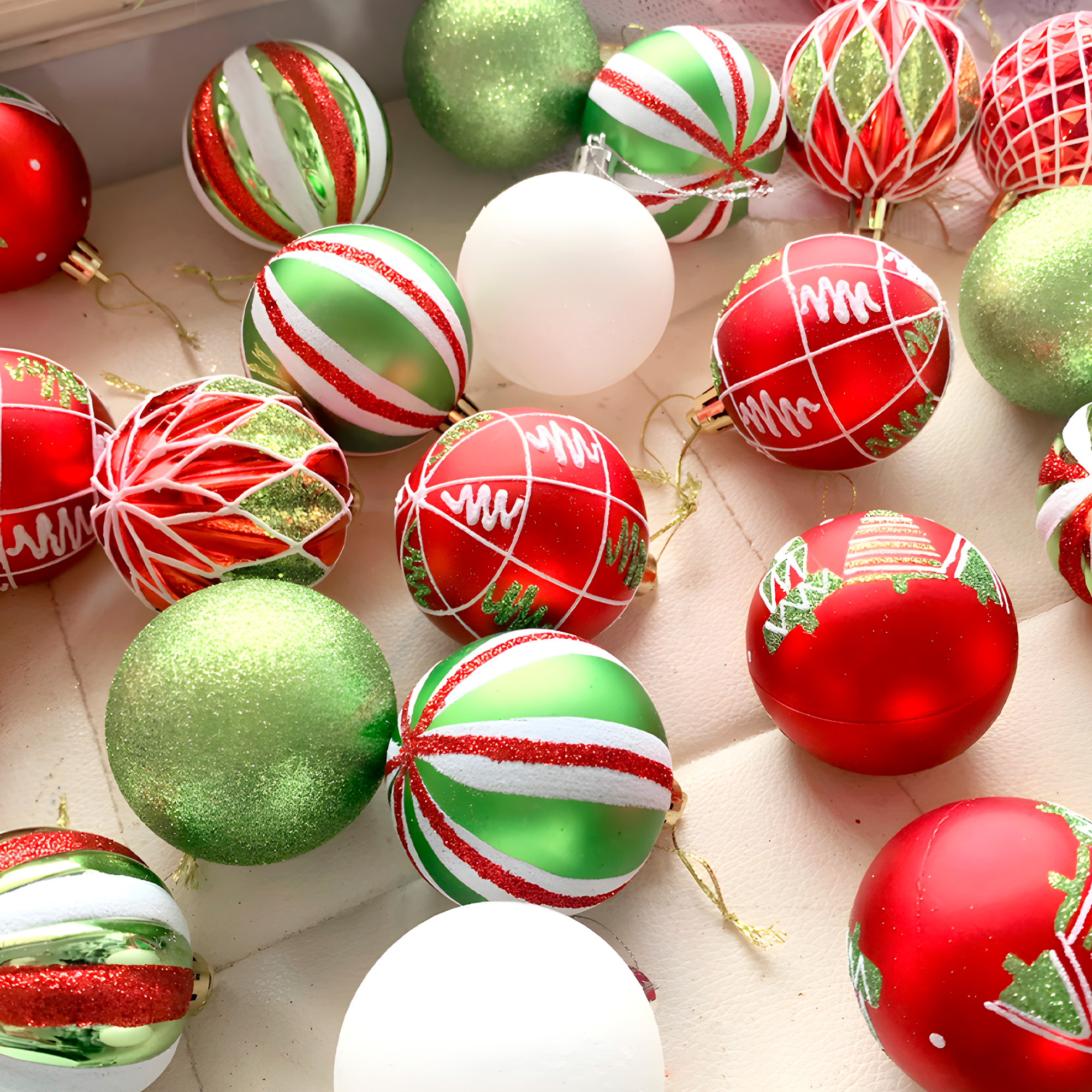 24 Chiches Bolas Esferas De Navidad 6 cm Pack Colores Decorar Árbol Navidad 21