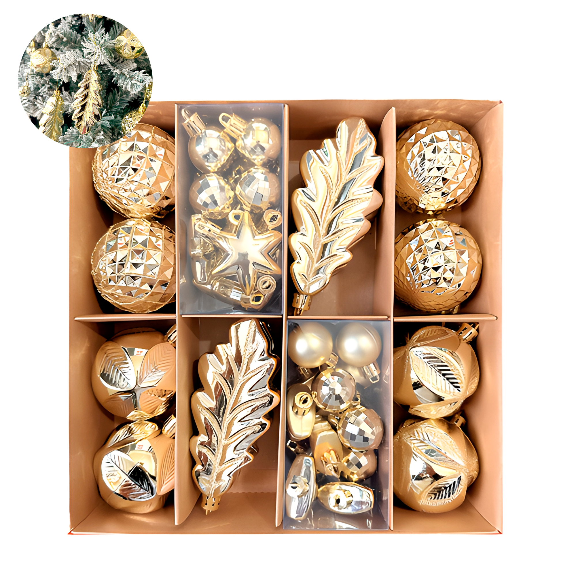 Kit Adornos Chiches Bolas Esferas Colgantes Mixtos Árbol Navidad Decoración 2