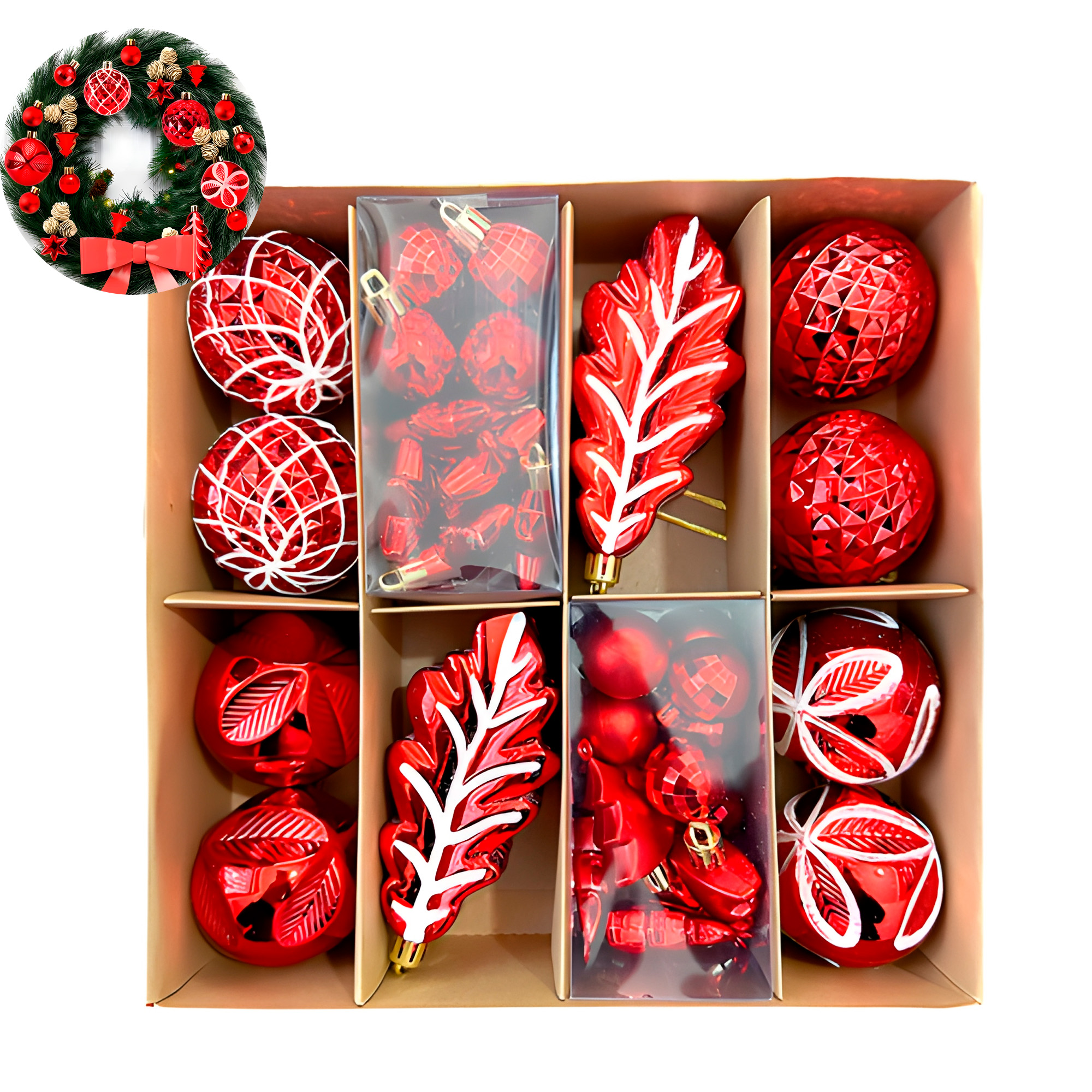Kit Adornos Chiches Bolas Esferas Colgantes Mixtos Árbol Navidad Decoración 4