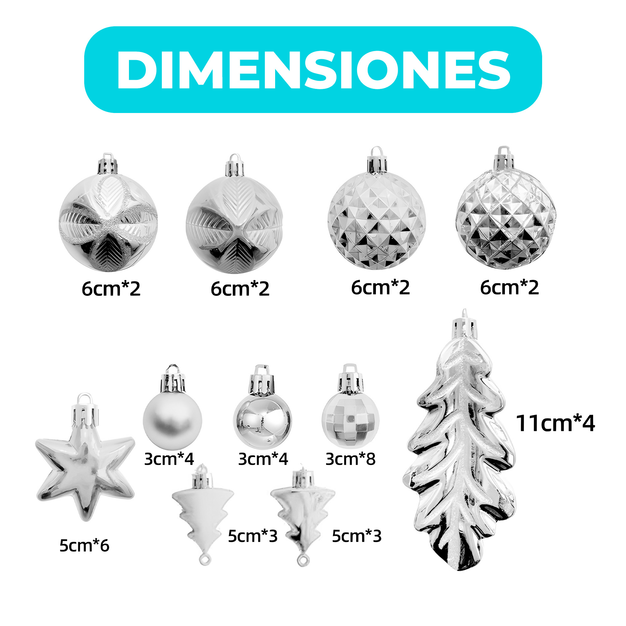 Kit Adornos Chiches Bolas Esferas Colgantes Mixtos Árbol Navidad Decoración 13