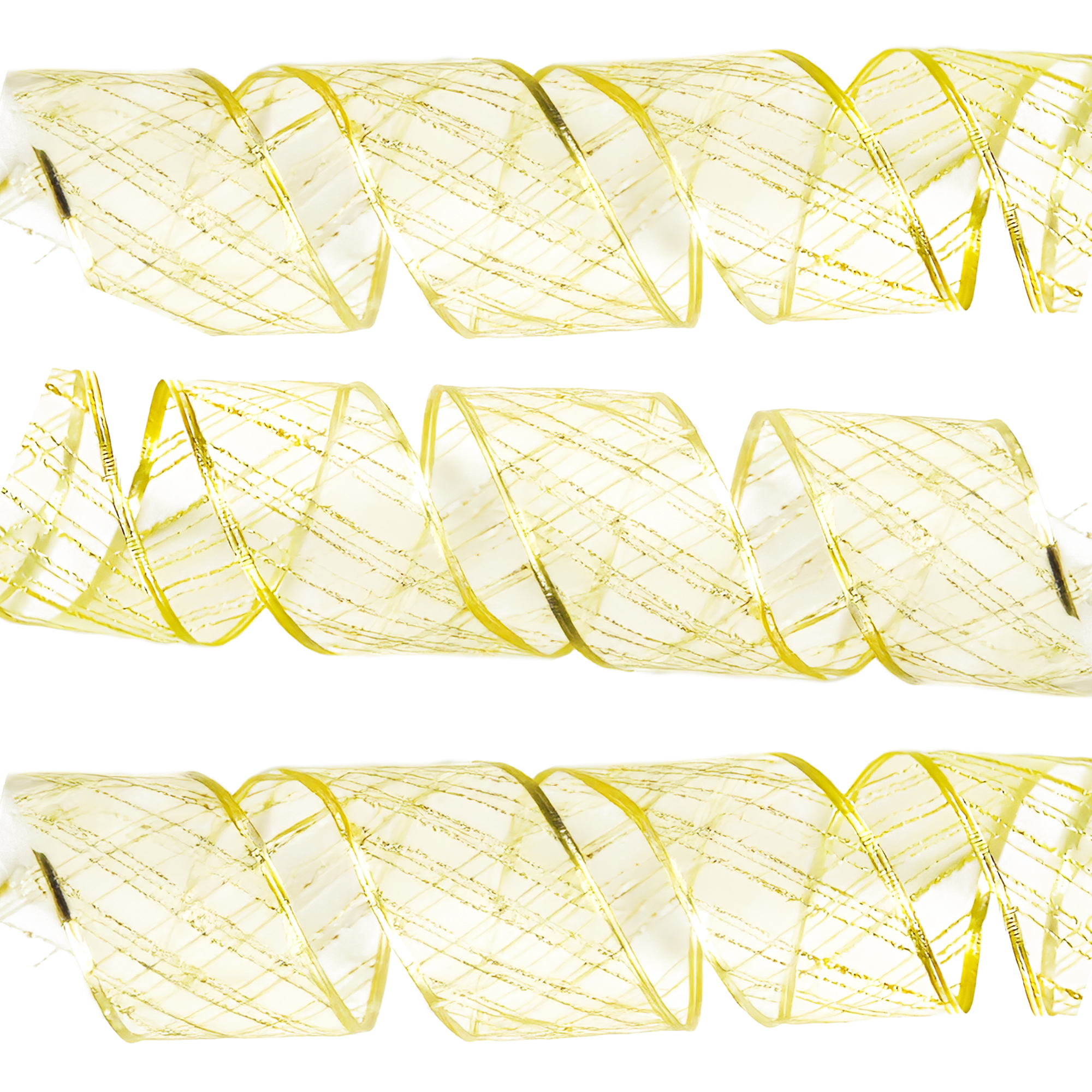 Cintas Decorativa Navideñas Doradas Arbol Hogar Oficina 6.3 CM X 2.7 M 10