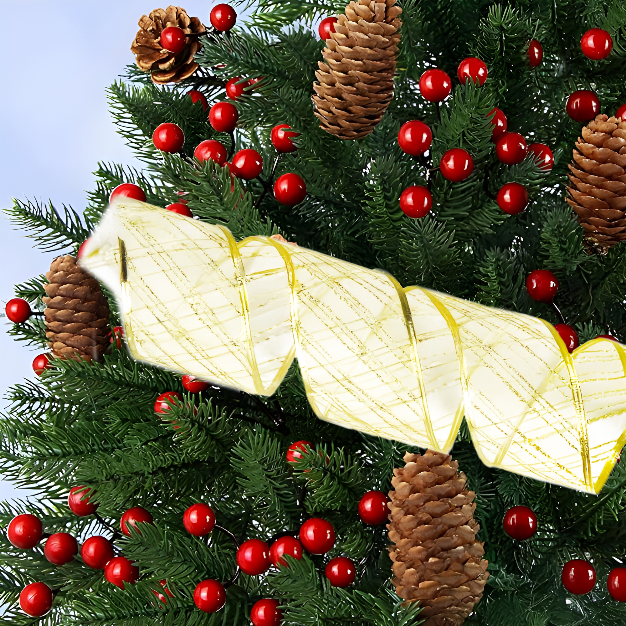 Cintas Decorativa Navideñas Doradas Arbol Hogar Oficina 6.3 CM X 2.7 M 11