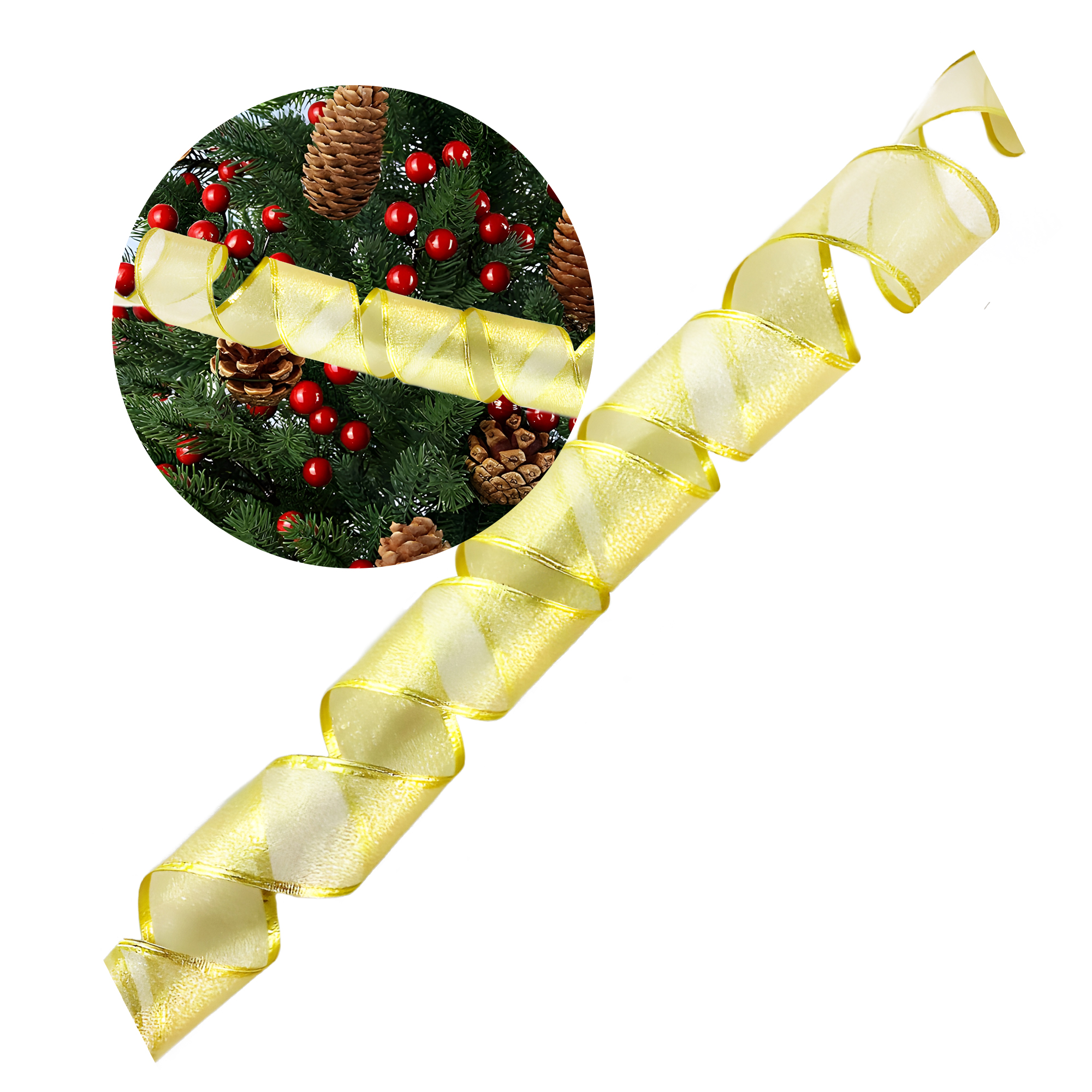 Cintas Decorativa Navideñas Doradas Arbol Hogar Oficina 6.3 CM X 2.7 M 16