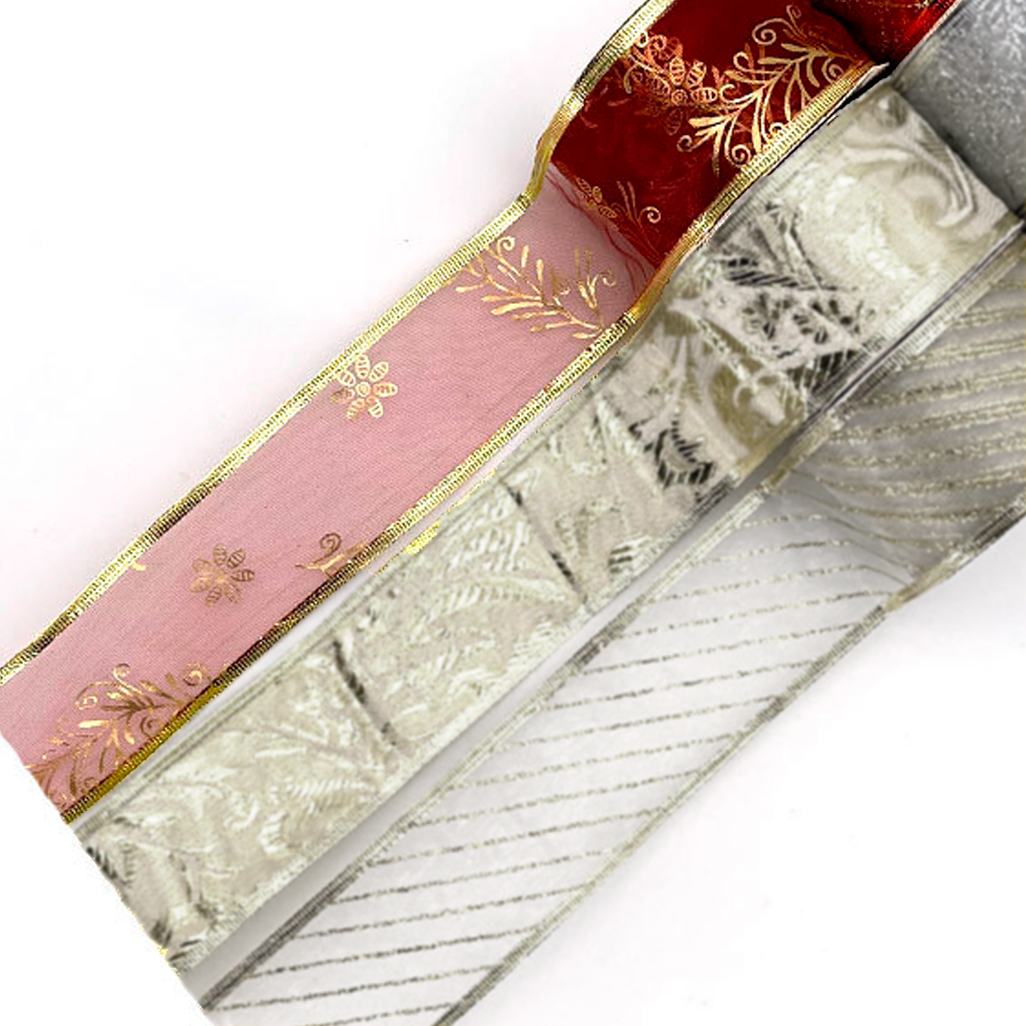 Cintas Decorativas De Navidad Rollo Roja Gris 6,3 CM x 2,7 Mts 6