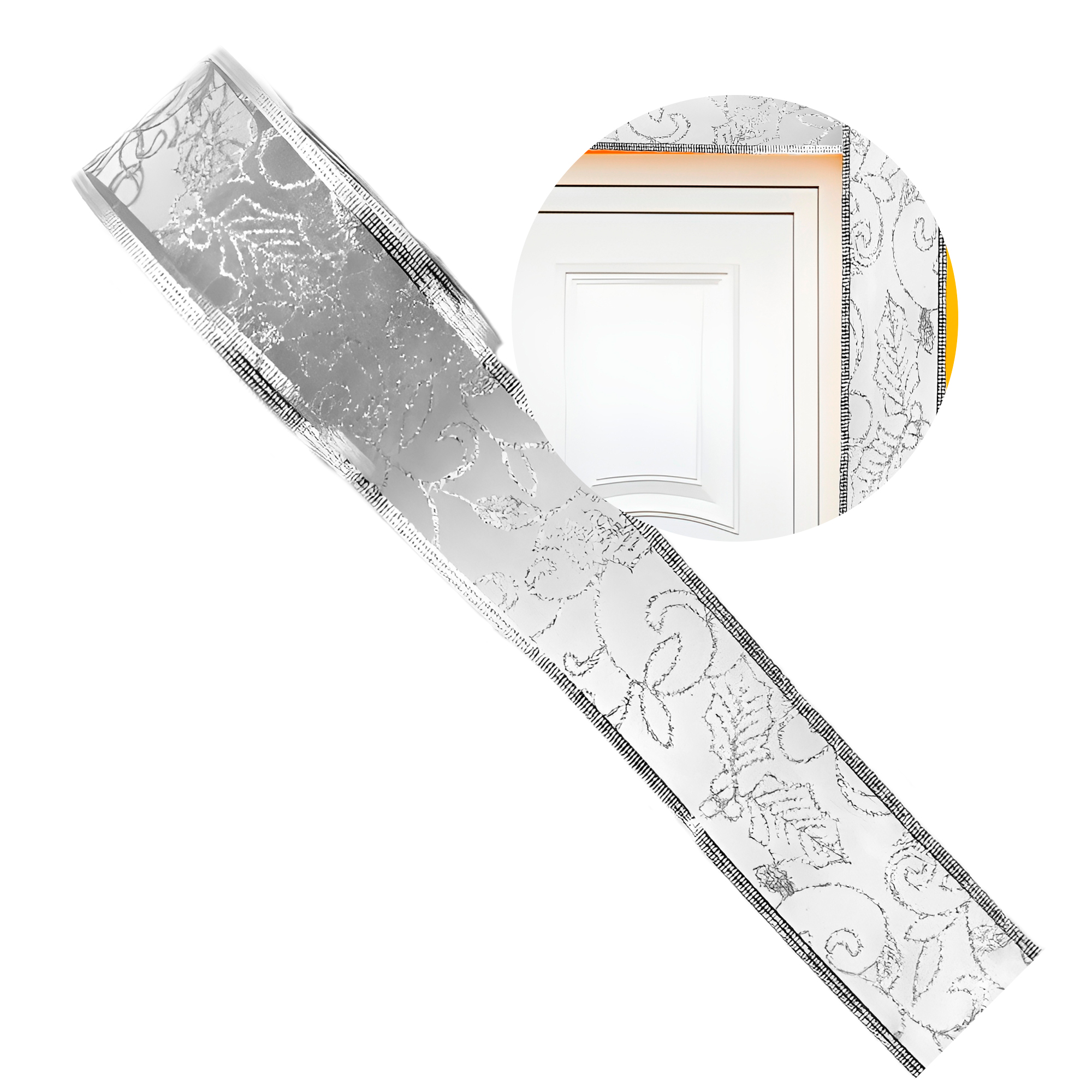 Cintas Decorativas De Navidad Rollo Roja Gris 6,3 CM x 2,7 Mts 13