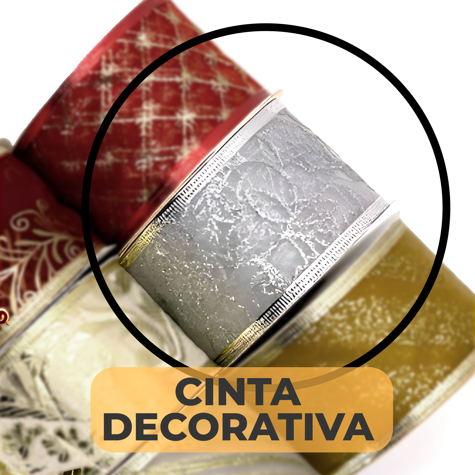 Cintas Decorativas De Navidad Rollo Roja Gris 6,3 CM x 2,7 Mts 4