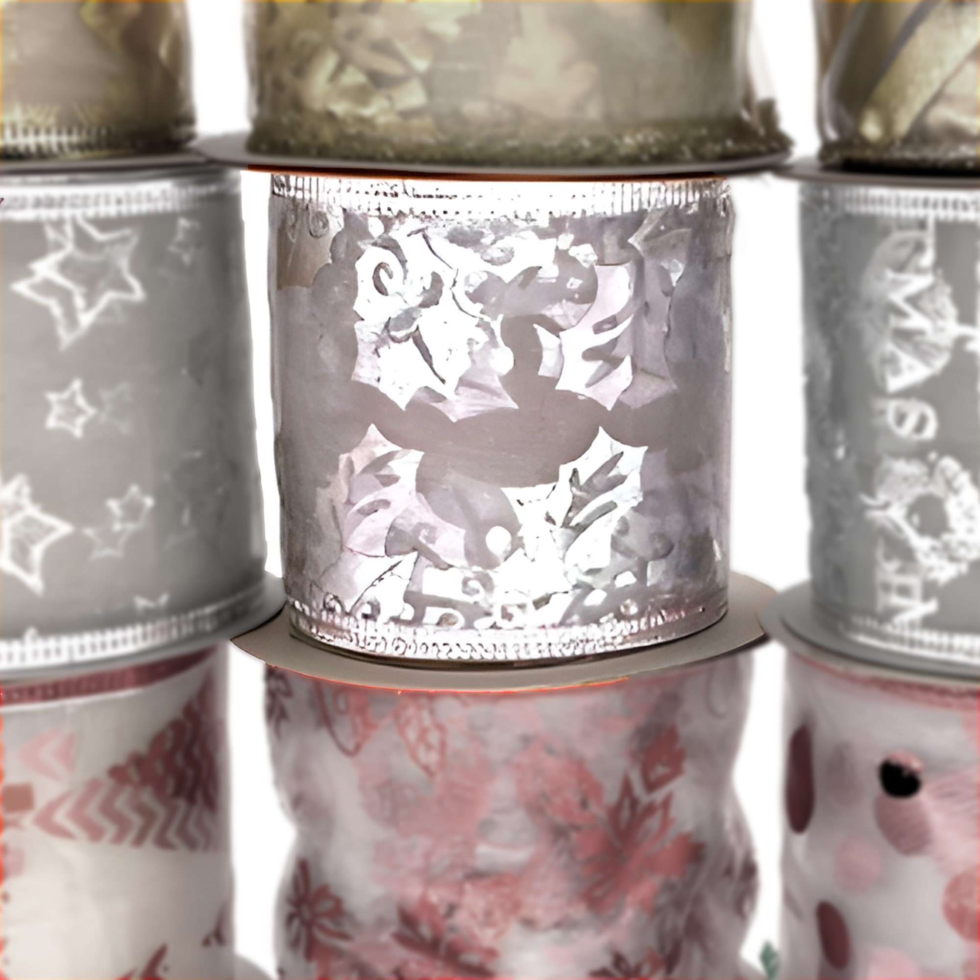 Cintas De Navidad Decorativas Rojo y Gris 6,3 CM x 2,7 Mts 4