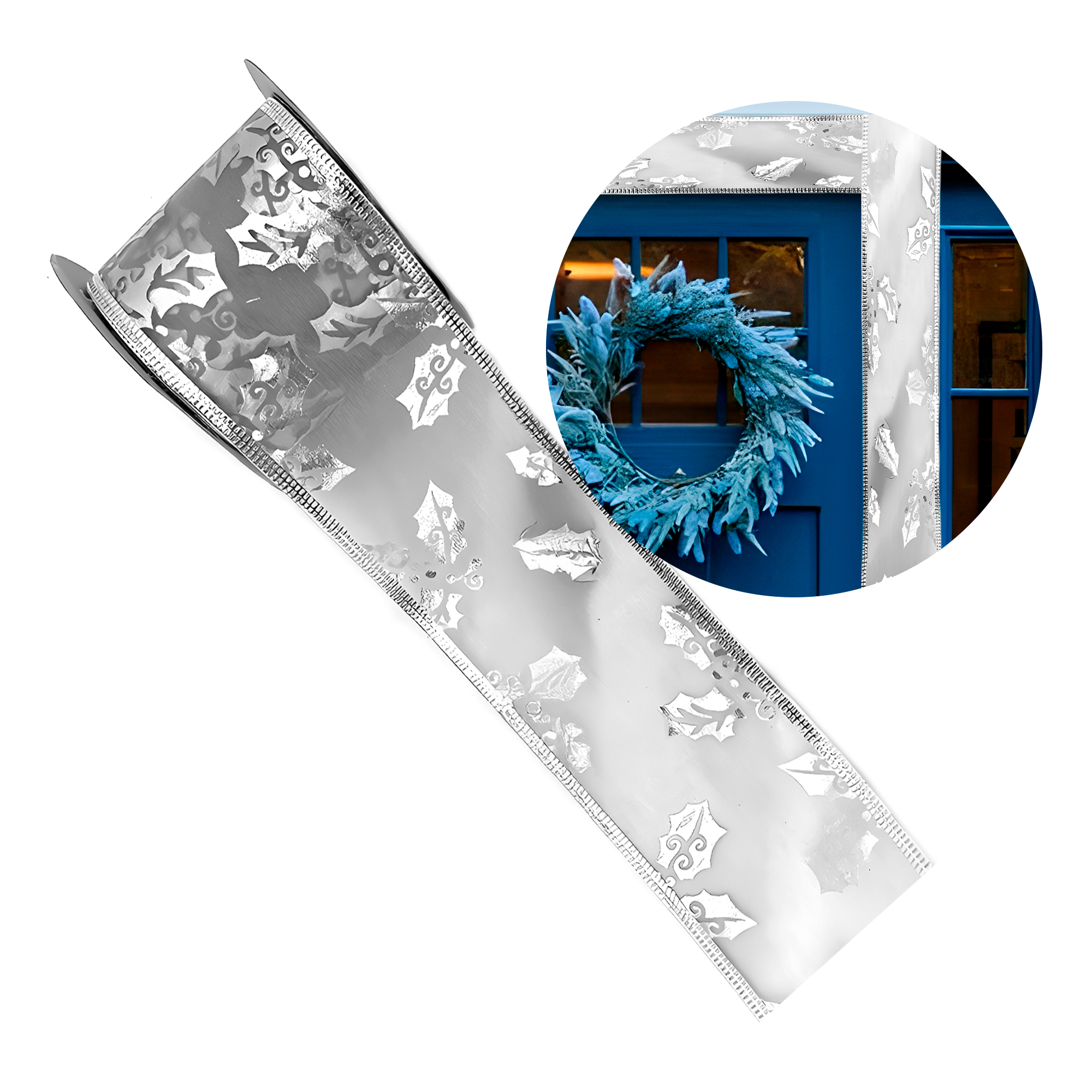 Cintas De Navidad Decorativas Rojo y Gris 6,3 CM x 2,7 Mts 5